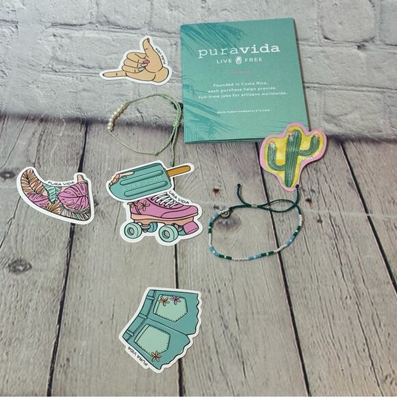 Posh Peanut Set of 2 Beaded Bracelets and Stickers - Picture 1 of 3